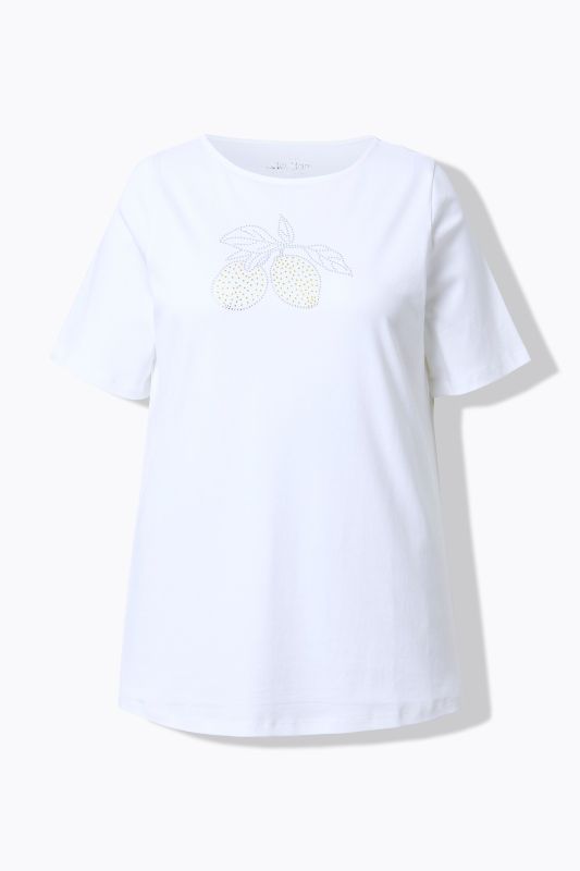 Rhinestone Lemon Boat Neck Tee