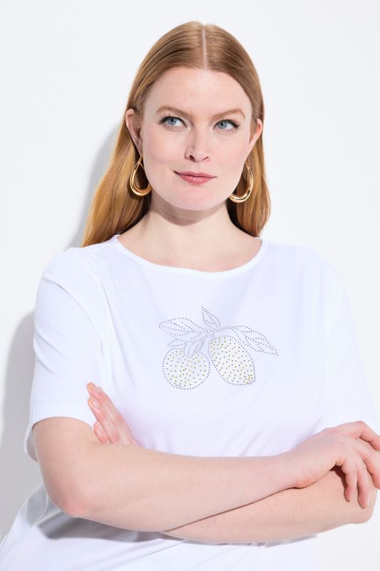 Rhinestone Lemon Boat Neck Tee