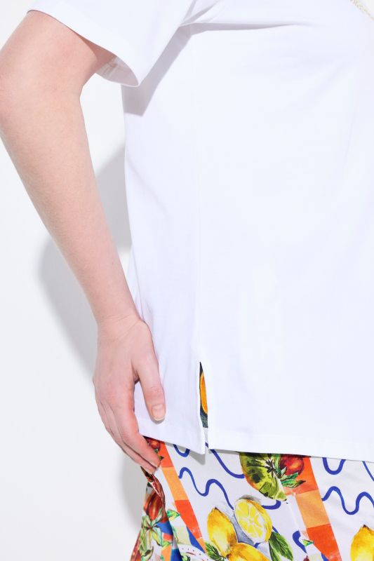 Rhinestone Lemon Boat Neck Tee