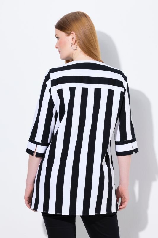 Striped 3/4 Sleeve Tunic Blouse