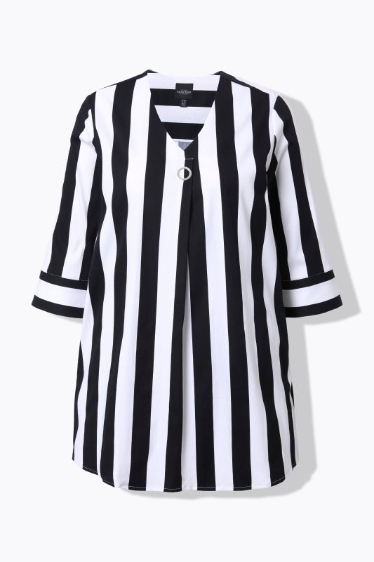 Striped 3/4 Sleeve Tunic Blouse