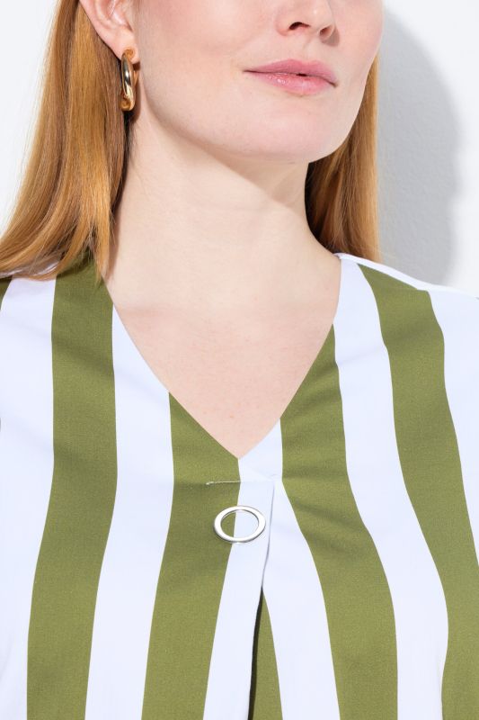 Striped 3/4 Sleeve Tunic Blouse