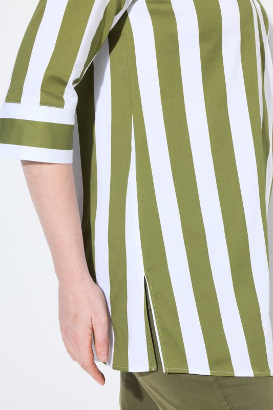 Striped 3/4 Sleeve Tunic Blouse