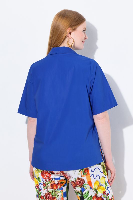 Polo Collar Short Sleeve Blouse