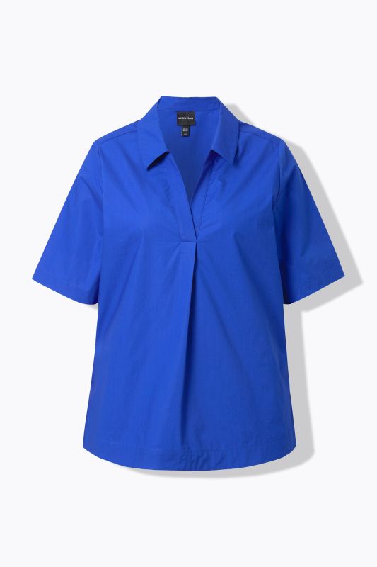 Polo Collar Short Sleeve Blouse