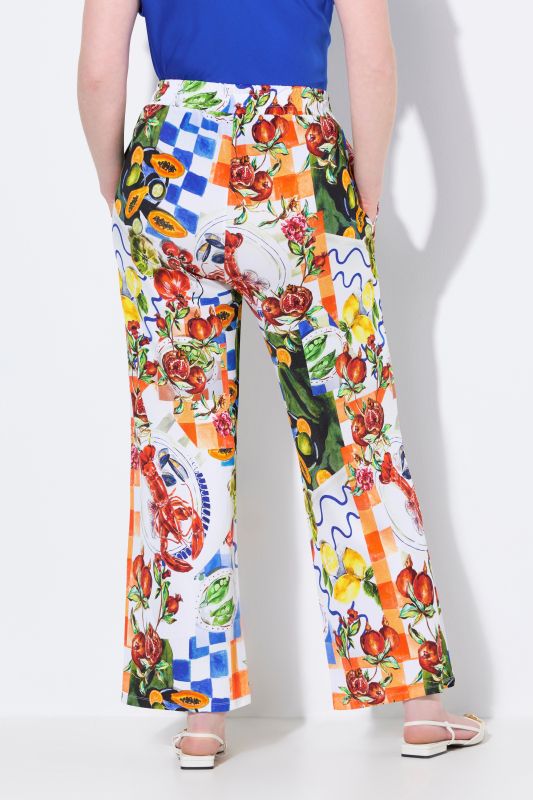 Food Print Elastic Waist Slinky Pique Pants