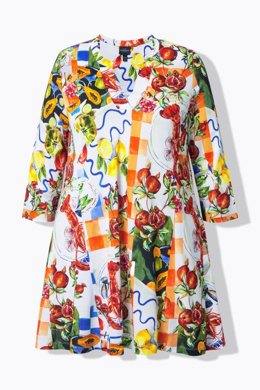 Food Print 3/4 Sleeve Tunic Blouse