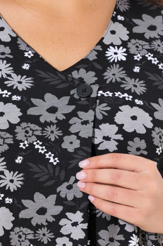Floral Print Short Sleeve V-Neck Jersey Dress