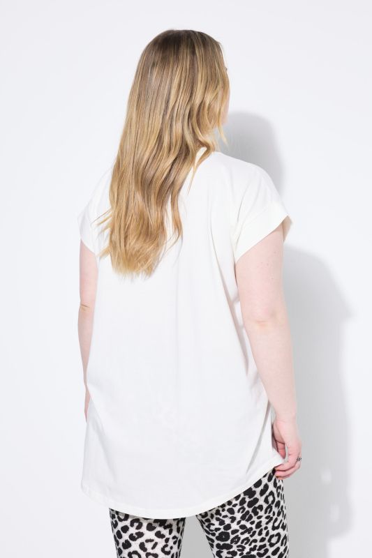 Cap Sleeve Rounded Hem Tunic Tee