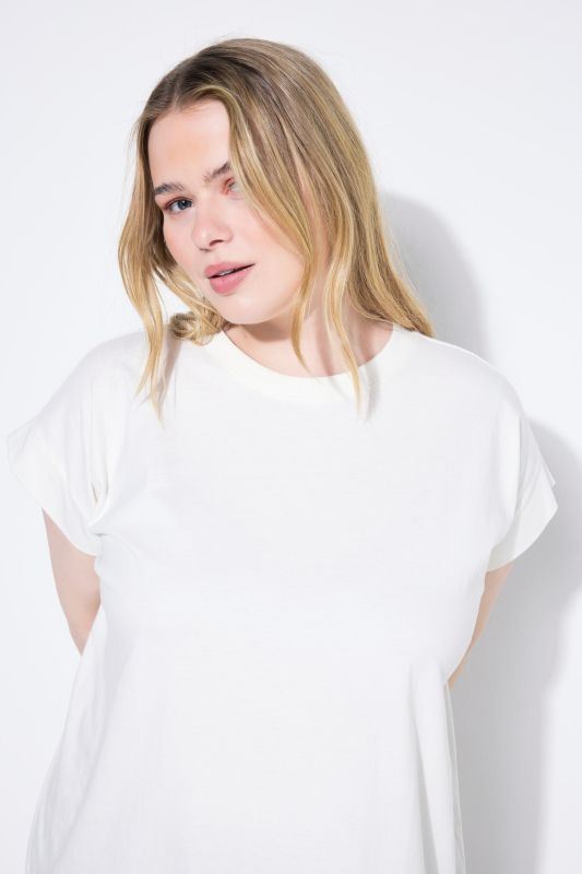 Cap Sleeve Rounded Hem Tunic Tee