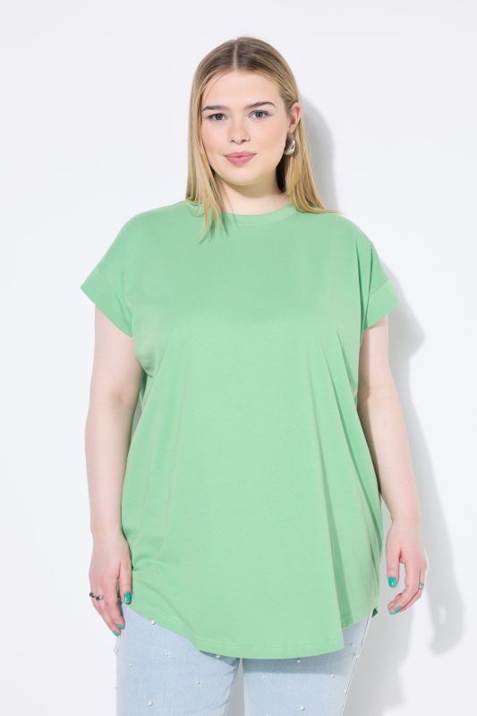Cap Sleeve Rounded Hem Tunic Tee