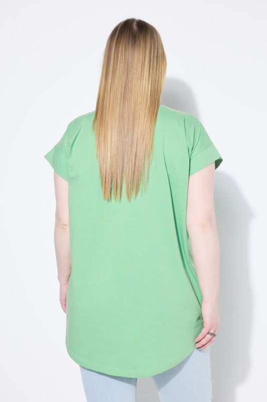 Cap Sleeve Rounded Hem Tunic Tee