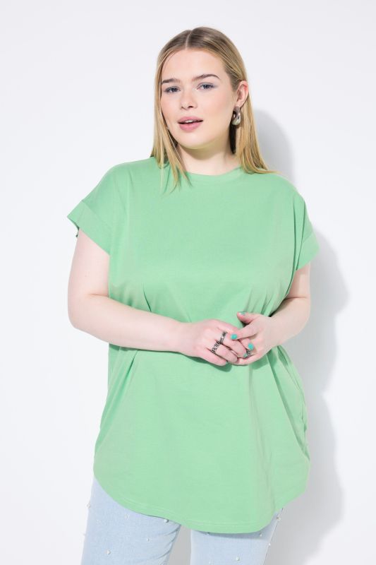 Cap Sleeve Rounded Hem Tunic Tee