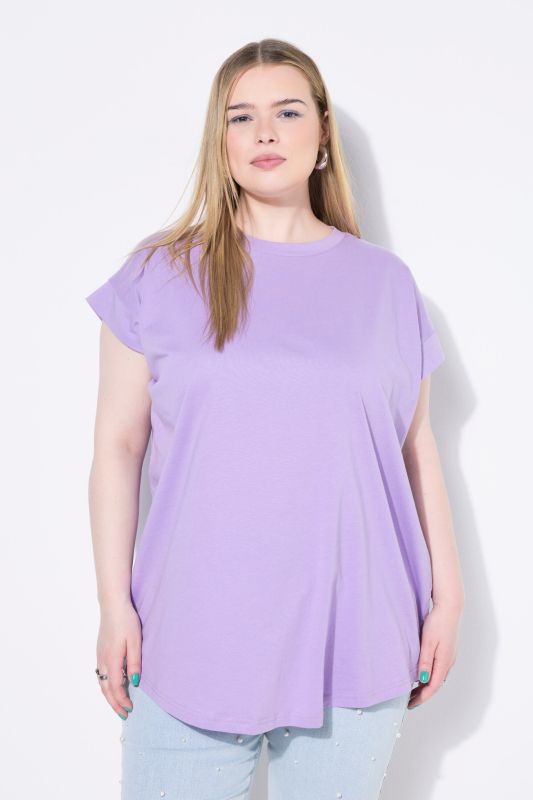 Cap Sleeve Rounded Hem Tunic Tee