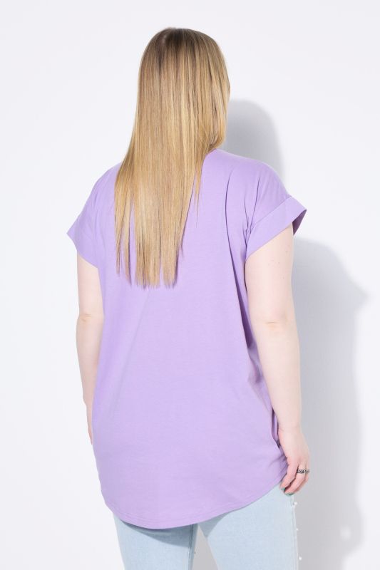 Cap Sleeve Rounded Hem Tunic Tee