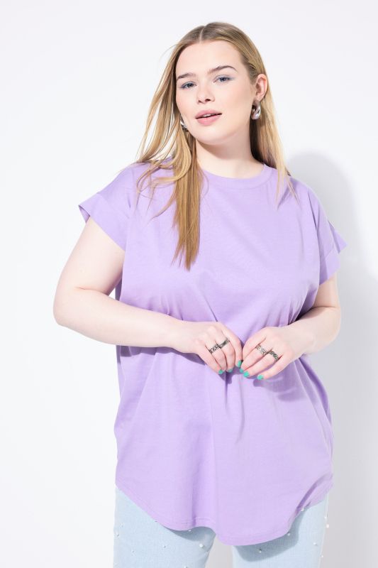 Cap Sleeve Rounded Hem Tunic Tee