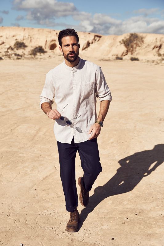 Long Sleeve Linen Blend Shirt