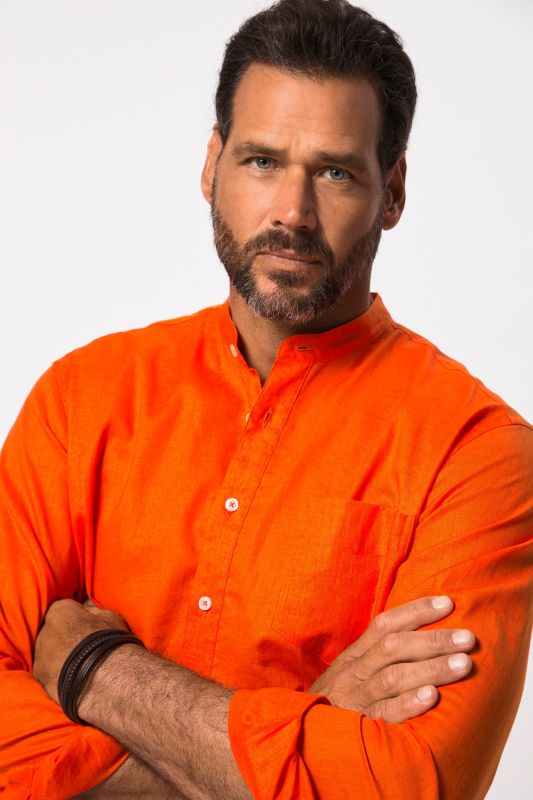 Long Sleeve Linen Blend Shirt