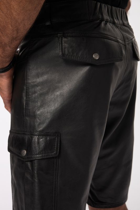 JP1880 leather Cargo Bermuda shorts, leather, lamb Nappa leather, Cargo pockets, up to size 68