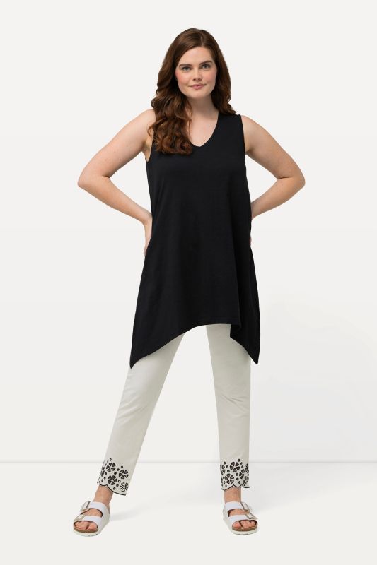 Eco Cotton Pointed Hem A-line Fit Knit Tank Tunic