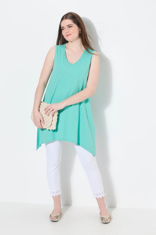 Eco Cotton Pointed Hem A-line Fit Knit Tank Tunic