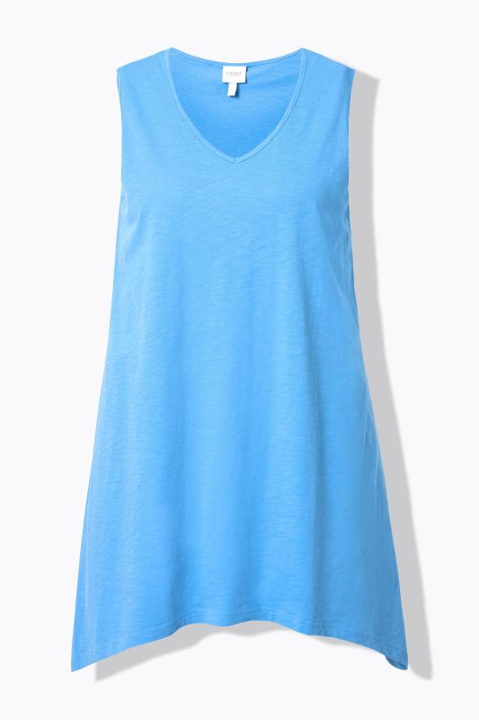 Eco Cotton Pointed Hem A-line Fit Knit Tank Tunic