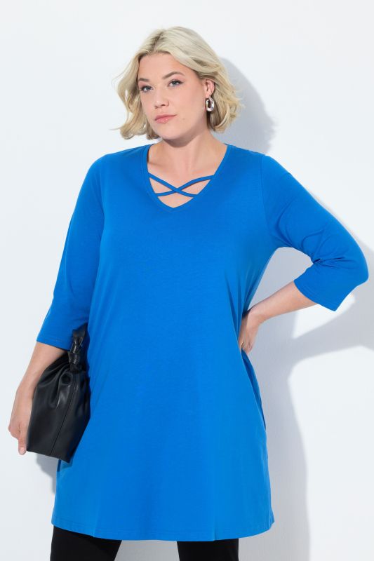Criss Cross V-Neckline Swing Knit Tunic