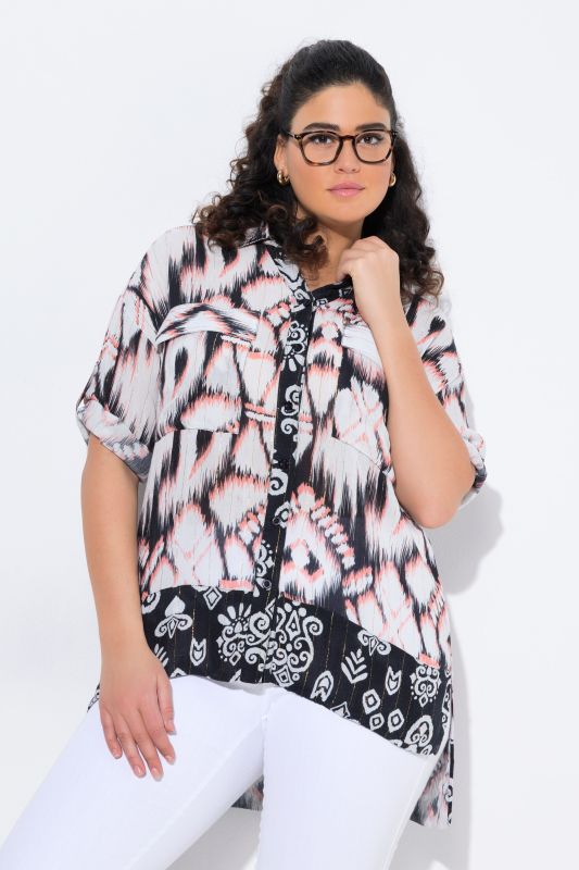 Sparkling Button Down Tunic Blouse