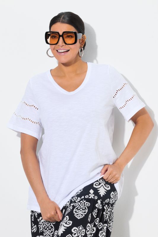 Openwork Detail Short Sleeve Tee