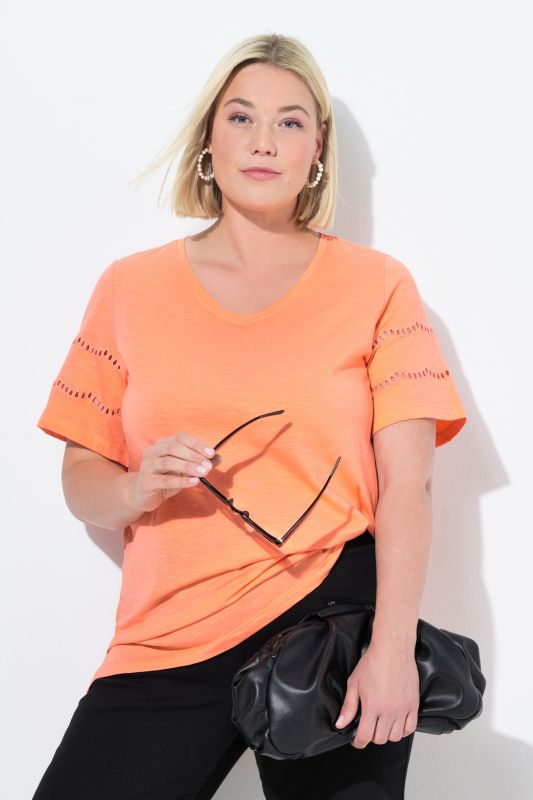 Openwork Detail Short Sleeve Tee
