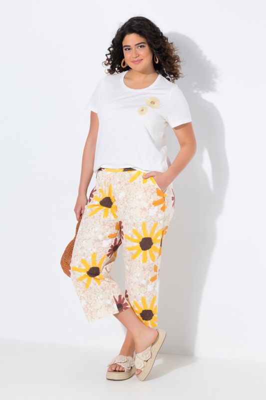 Eco Cotton Sunflower Print Comfort Wast Culottes