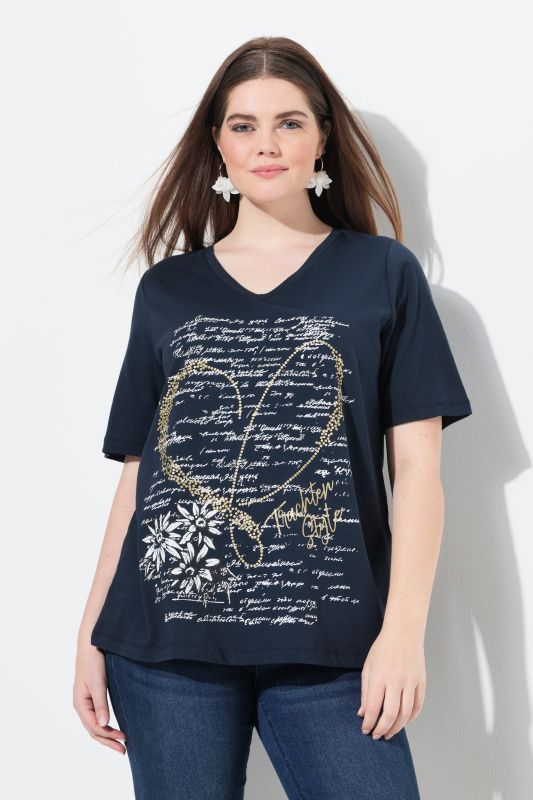Graphic Lettering Short Sleeve Rhinestone Tee