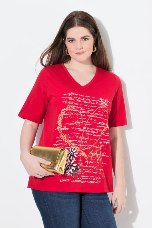 Graphic Lettering Short Sleeve Rhinestone Tee