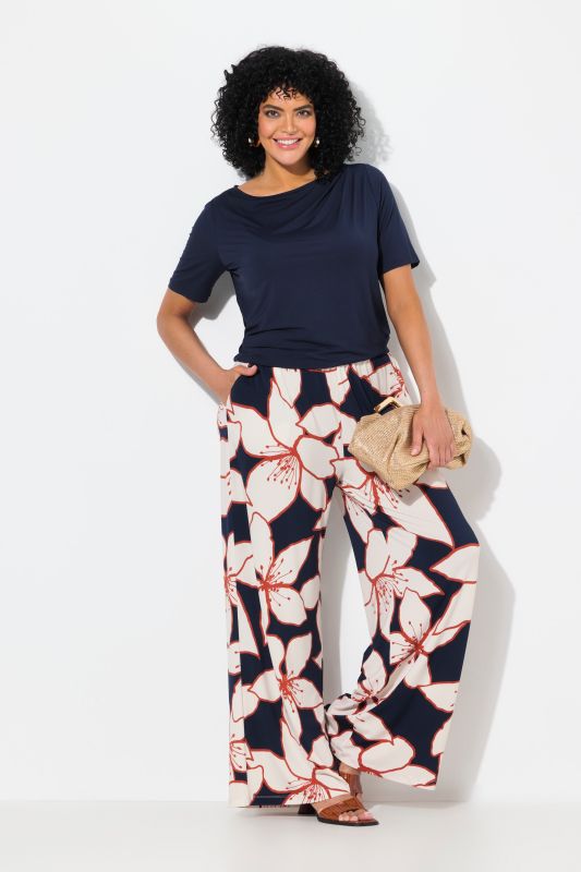 Flower Print Elastic Waist Pants