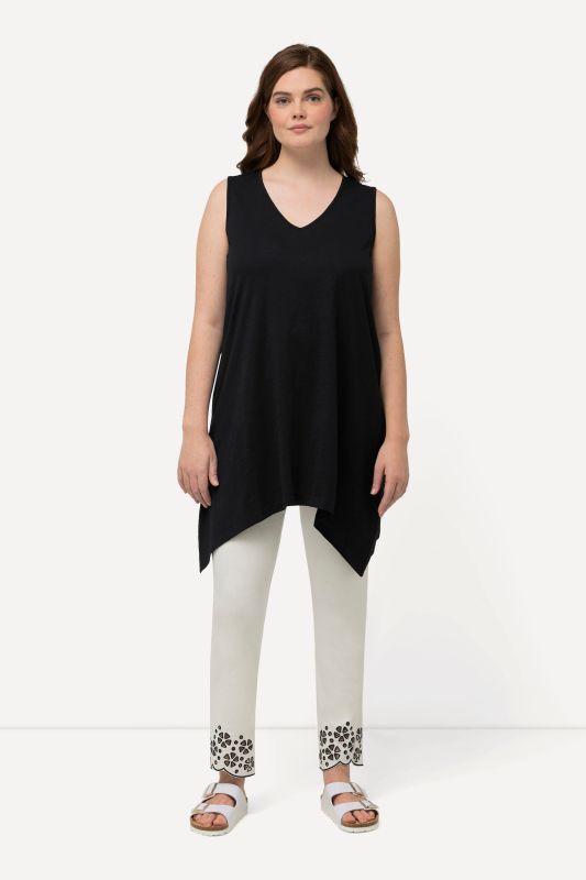 Eco Cotton Pointed Hem A-line Fit Knit Tank Tunic
