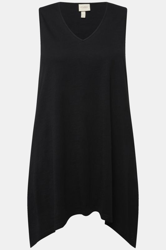 Eco Cotton Pointed Hem A-line Fit Knit Tank Tunic