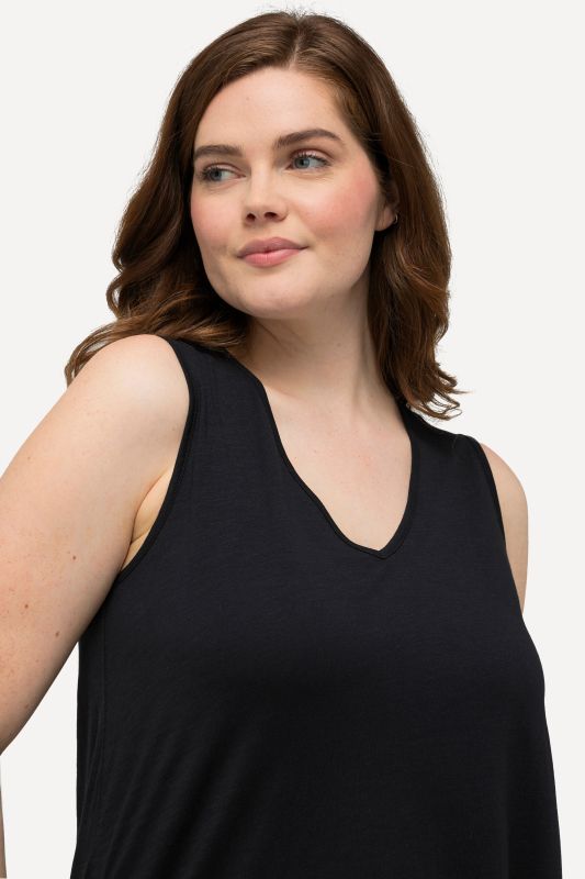 Eco Cotton Pointed Hem A-line Fit Knit Tank Tunic