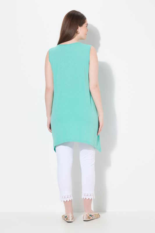 Eco Cotton Pointed Hem A-line Fit Knit Tank Tunic