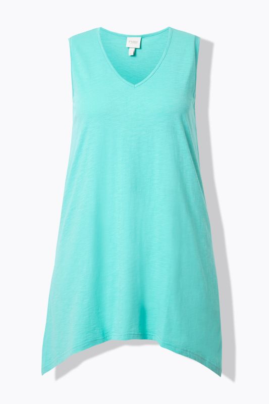 Eco Cotton Pointed Hem A-line Fit Knit Tank Tunic