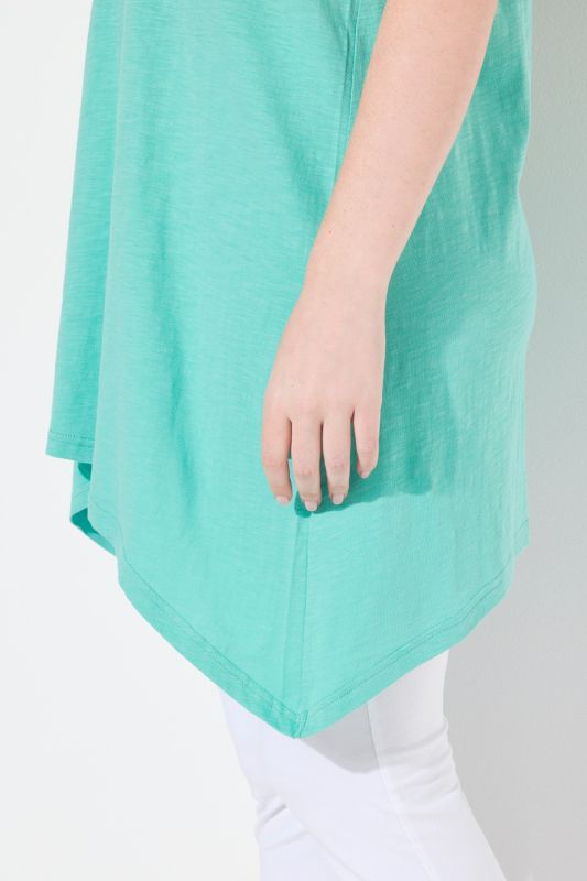 Eco Cotton Pointed Hem A-line Fit Knit Tank Tunic