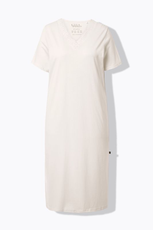 Eyelet Trim V-Neck Super Soft Cotton Blend Nightgown