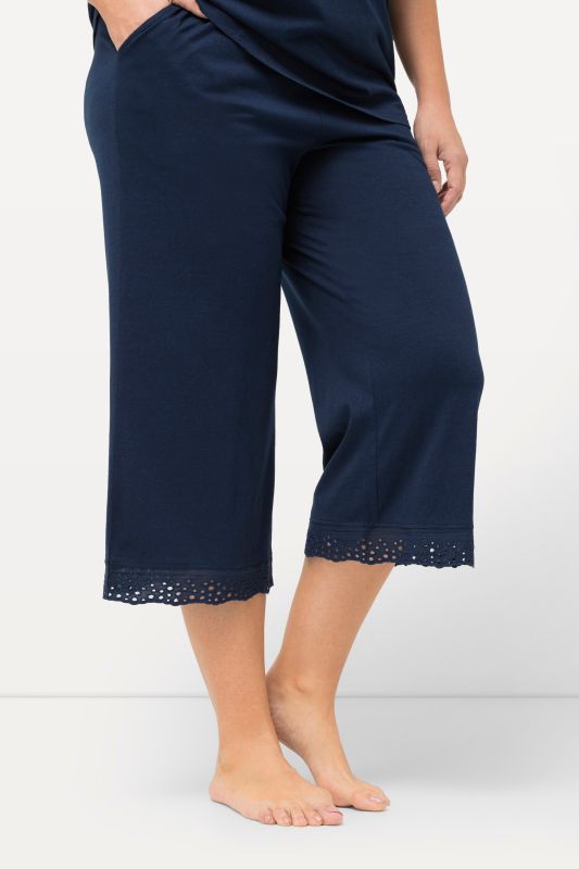 Eyelet Trim V-Neck Super Soft Cotton Blend Pajama Set