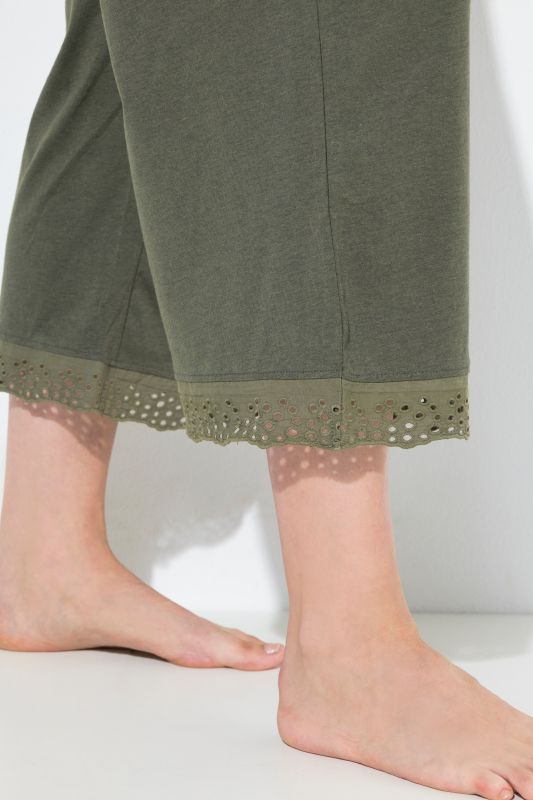 Eyelet Trim V-Neck Super Soft Cotton Blend Pajama Set