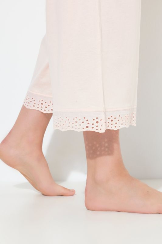 Eyelet Trim V-Neck Super Soft Cotton Blend Pajama Set