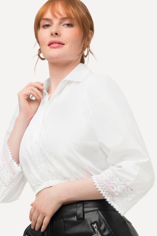 Collared Cropped Dirndl Blouse