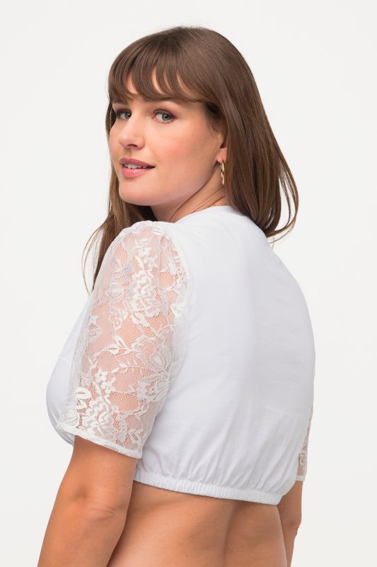 Square Neck Lace Sleeve Dirndl Blouse