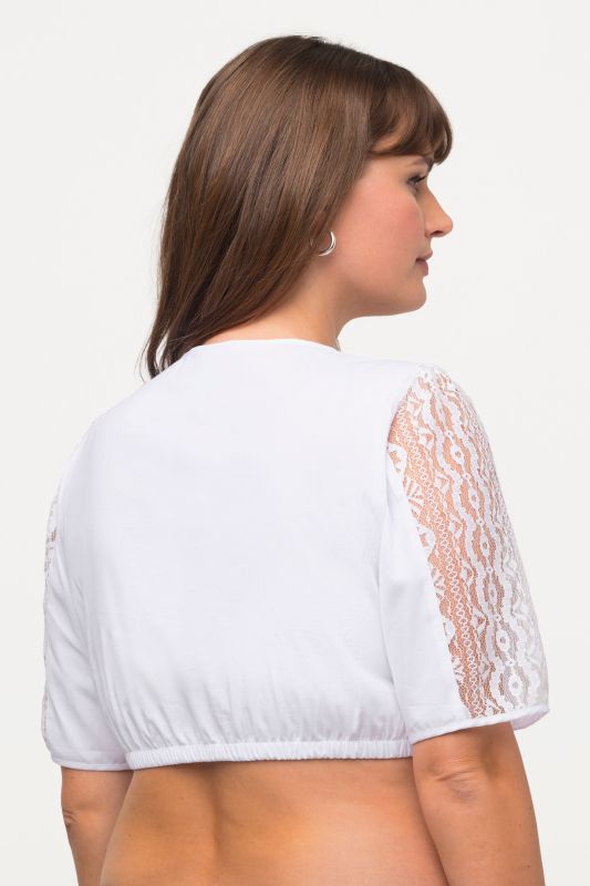 Lace Detail Short Sleeve Dirndl Blouse