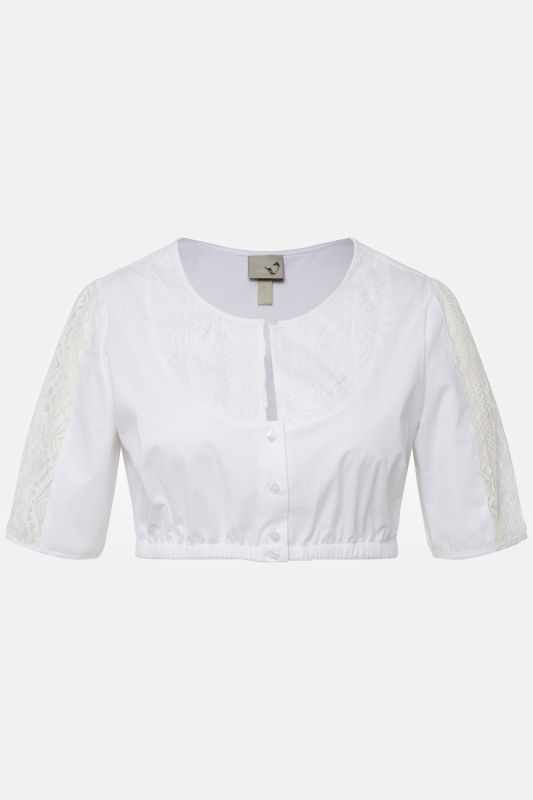 Lace Detail Short Sleeve Dirndl Blouse