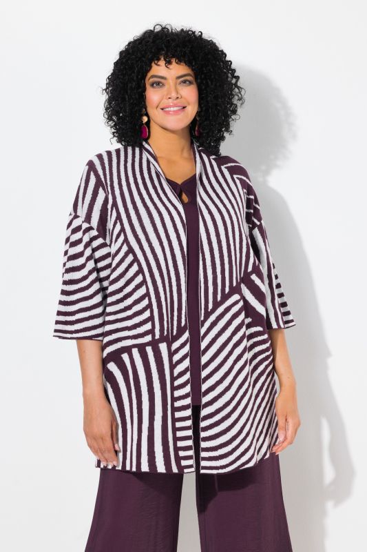 Short Sleeve Open Form Textured Knit Cardigan
