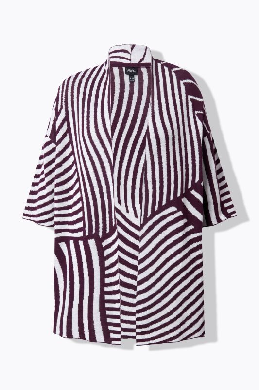 Short Sleeve Open Form Textured Knit Cardigan